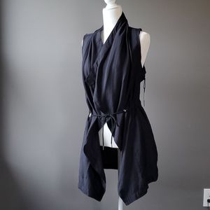 Dex black cargo style cardigan vest
